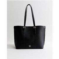 New Look Faux Leather Logo Plaque Tote School & Bag - Black