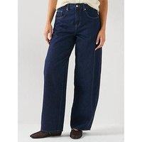 Only Women'S High Waist Barrel Leg Jeans - Dark Blue
