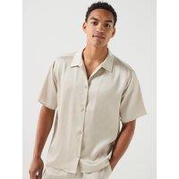 Les Deux Plisse Short Sleeve Shirt - Light Beige