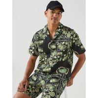 Les Deux Abstract Short Sleeve Shirt - Black