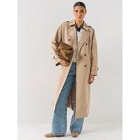 Vero Moda Women'S Long Double Breasted Trench Coat - Brown