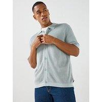 Boss Akepalo Knitted Relaxed Fit Short Sleeve Shirt - Grey