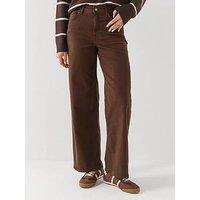 Only High Waist Wide Leg Jeans With Super Stretch - Brown