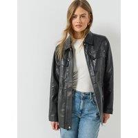 Only Mini Faux Leather Tie Waist Jacket