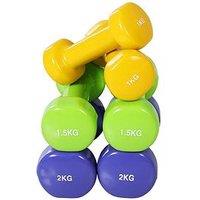 Homcom 10Kg Dumbbells Set With Carry Case, Hand Weights For Women And Men Home Gym Weight Lifting Training, Red, Yellow, Green, Purple
