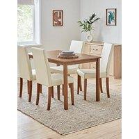 The Very Collection Primo Walnut 120Cm & 4 Faux Leather Cream Chairs