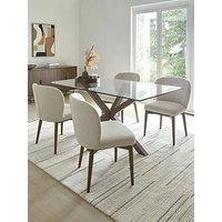 The Very Collection Rigby Rectangular Glass Top & Dining Table In Walnut With 4 Rigby Dining Chairs - Fsc Certified