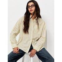 New Look Cotton Striped Oversized Shirt - Yellow