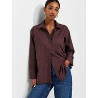 New Look Cotton Poplin Long Sleeve Shirt - Red