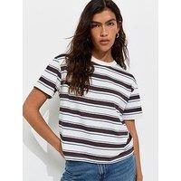 New Look Cotton Striped Boxy Fit T-Shirt - Brown