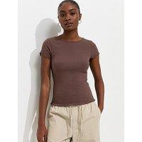New Look Cotton Rich Ribbed Babylock T-Shirt - Brown