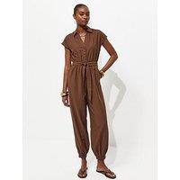 New Look Balloon Leg Utility Jumpsuit - Brown