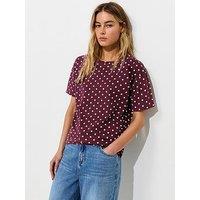 New Look Cotton Spot Print Easy T-Shirt - Red