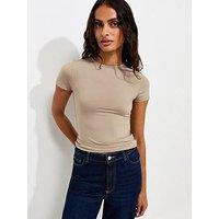New Look Mink Slinky Jersey Crew Neck T-Shirt - Brown