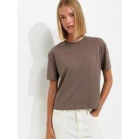 New Look Cotton Boxy Fit T-Shirt - Light Brown
