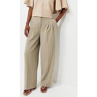 New Look Striped Wide Leg Trousers - Brown