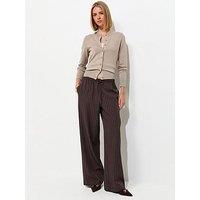 New Look Pinstripe Tailored Wide Leg Trousers - Brown