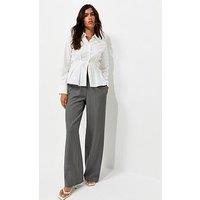 New Look Pinstripe Tailored Wide Leg Trousers - Grey