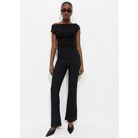 New Look Ribbed Flared Trousers - Black