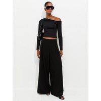 New Look Pleated Palazzo Wide Leg Trousers - Black