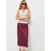 New Look Polly Polka Satin Lace Bias - Red