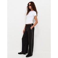 New Look Pintuck Stripe Wide Leg Trousers - Black