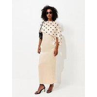 New Look Satin Spot Print Cape Midi Dress - Cream