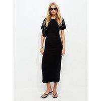 New Look Ruched Side Short Sleeve Midi Dress - Black