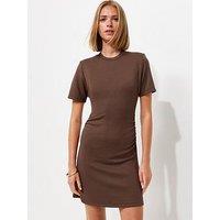 New Look Short Sleeve Mini T-Shirt Dress - Brown