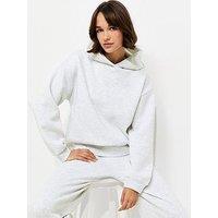 New Look Marl Cotton Rich Long Sleeve Hoodie - Grey