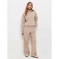 New Look Cotton Rich Wide Leg Joggers - Light Brown
