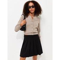 New Look Ponte Knife Pleat Mini Skirt - Black