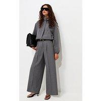 New Look Pleated Tailored Wide Leg Trousers - Grey