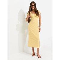 New Look Broderie Anglaise Jersey Milkmaid Midi Dress - Yellow