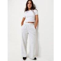 New Look Petite Marl Cotton Rich Wide Leg Joggers - Grey