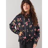 The Very Collection Floral Satin Bomber Jacket - Black