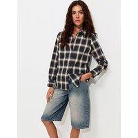 New Look Cotton Checked Long Sleeve Shirt - Blue