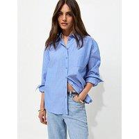 New Look Cotton Striped Oversized Shirt - Blue