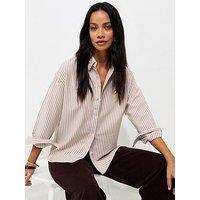 New Look Cotton Striped Oxford Shirt - Brown