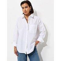New Look Cotton Poplin Long Sleeve Shirt - White