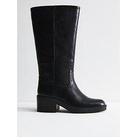 New Look Black Faux Leather Knee High Boots