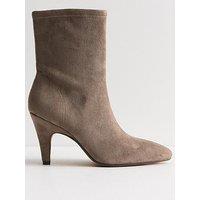 New Look Light Brown Faux Suede Almond Toe Sock Ankle Boots