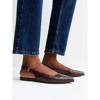 New Look Crocodile Embossed Faux Leather Slingback Pumps - Dark Burgundy