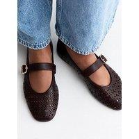 New Look Faux Leather Cut Out Mary Jane Pumps - Dark Burgundy