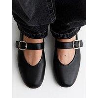 New Look Faux Leather Mary Jane Flats - Black