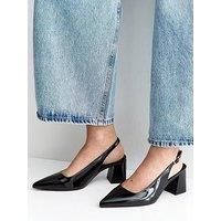 New Look Wide Fit Faux Patent Leather Slingback Pumps - Black