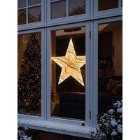 Festive Light Up Hanging Gold Metal Star Christmas Decoration