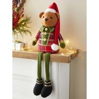 Festive Dangly Leg Plush Bear In Red Hat Christmas Decoration - 61Cm