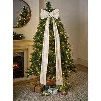 Festive Cream Long Tail Christmas Tree & Bow - 180Cm