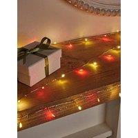 Festive 80 Bulb Dewdrop Battery Operated Cluster Christmas Lights - Red/Warm White